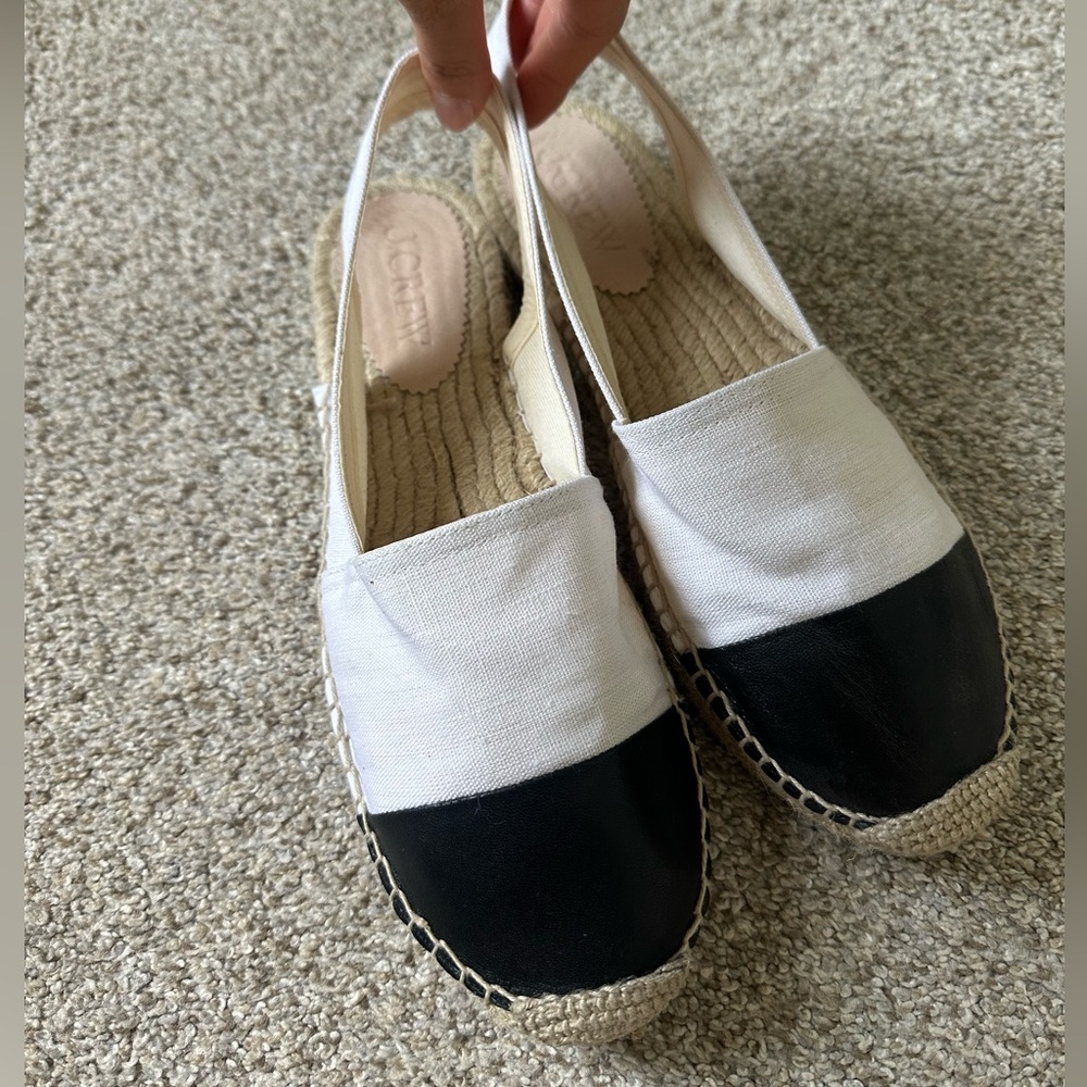 J. Crew Espadrille Slingback Flats - Black & White
